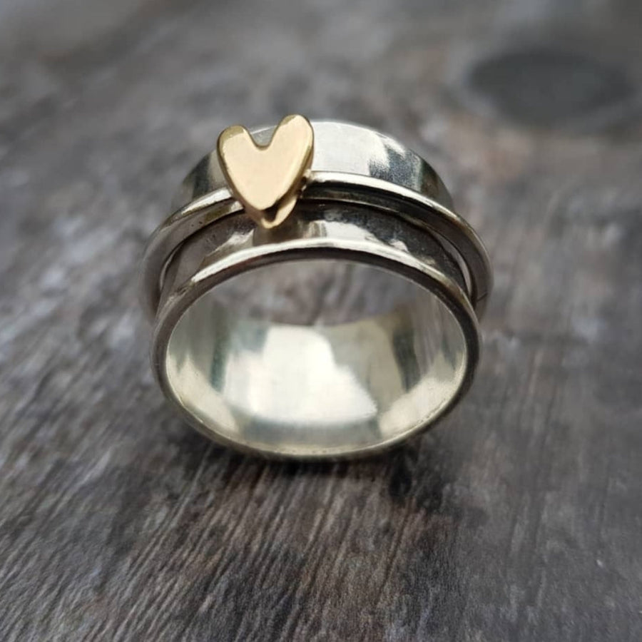 Della | Golden Heart Silver Ring