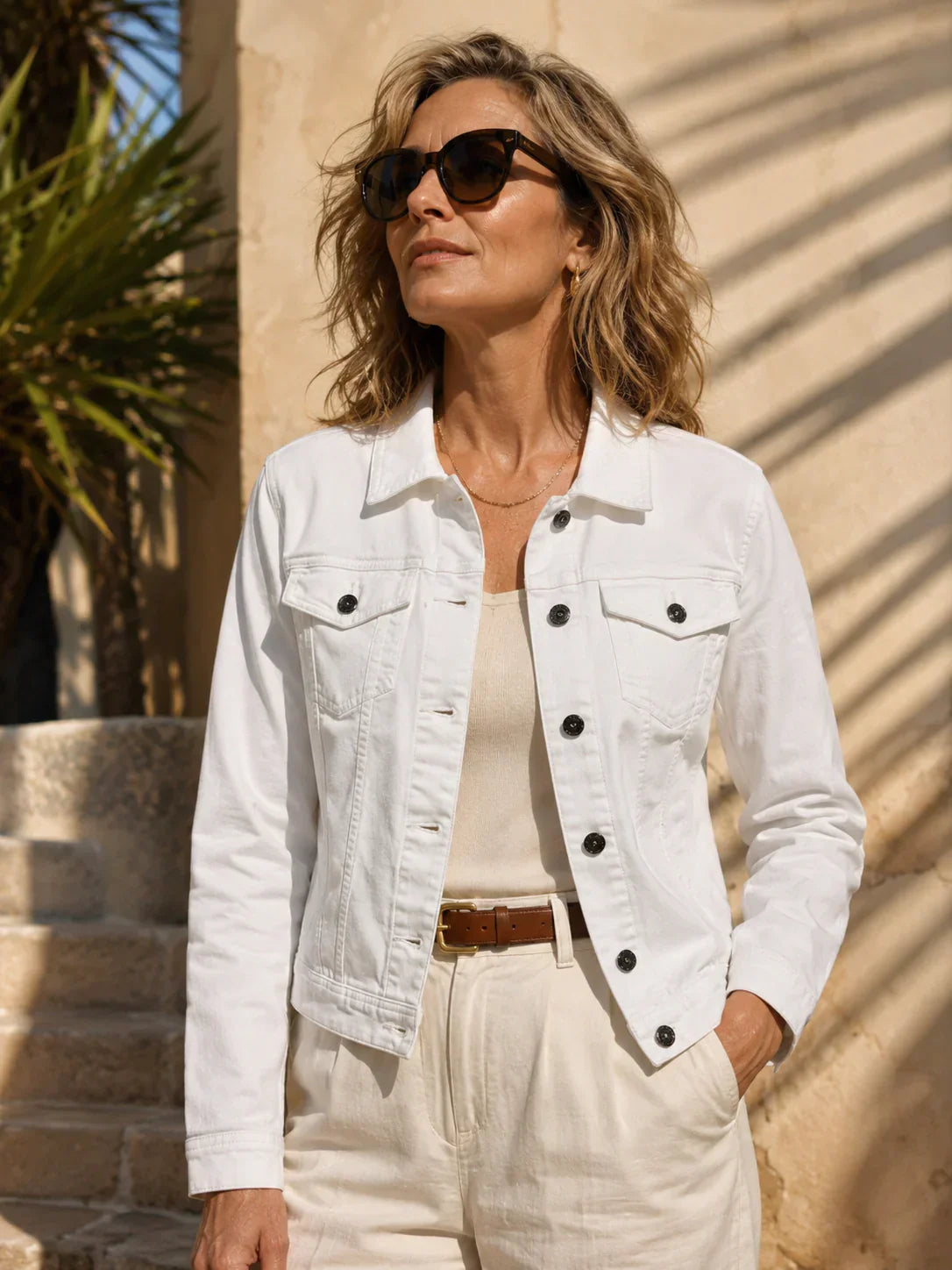 Genevieve | White Denim Jacket