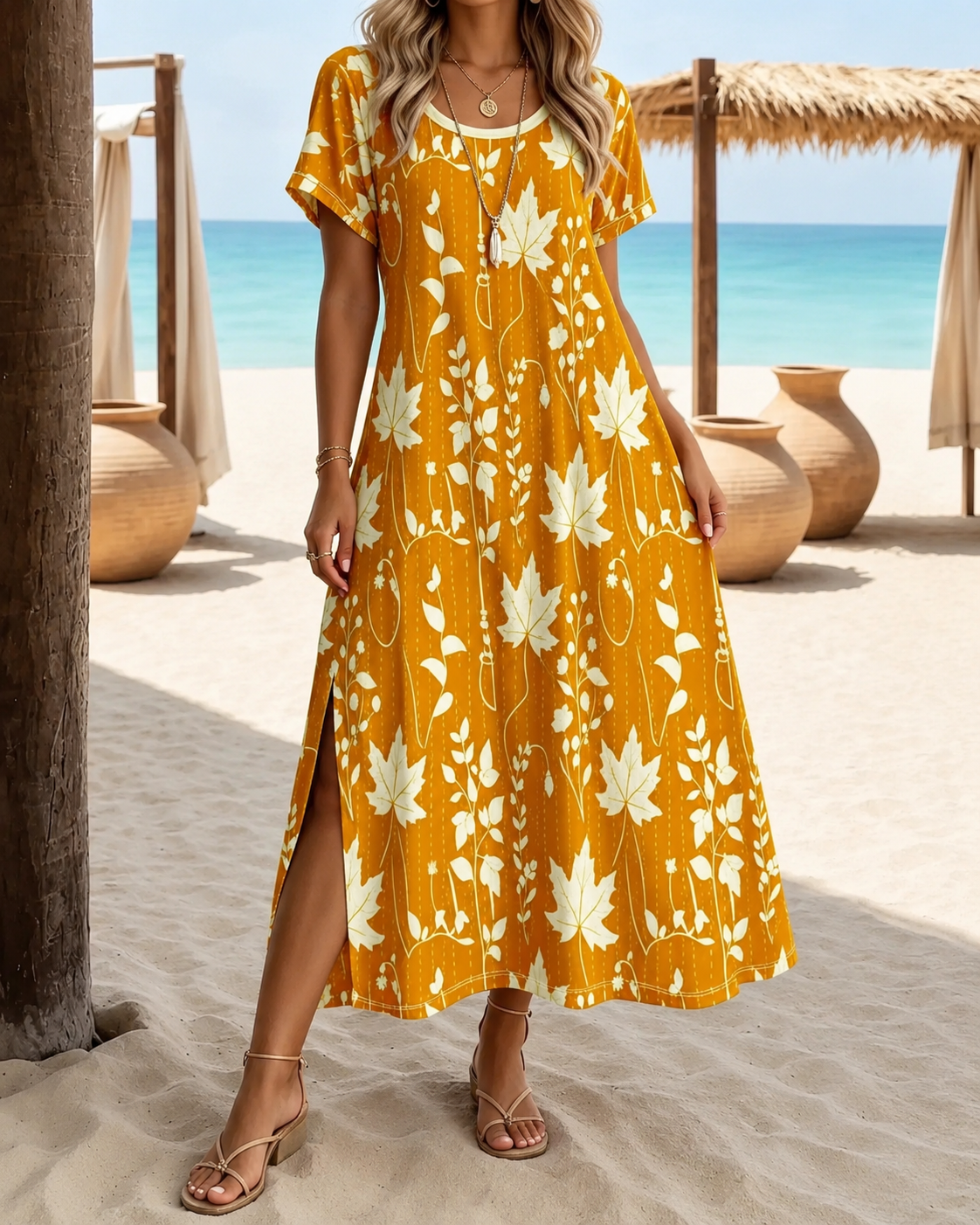 Olivia | Golden Bloom Mini Dress