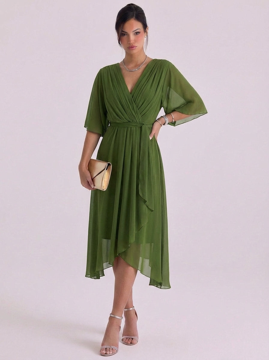 Paige | Chiffon Wrap Maxi Dress With Belt Tie