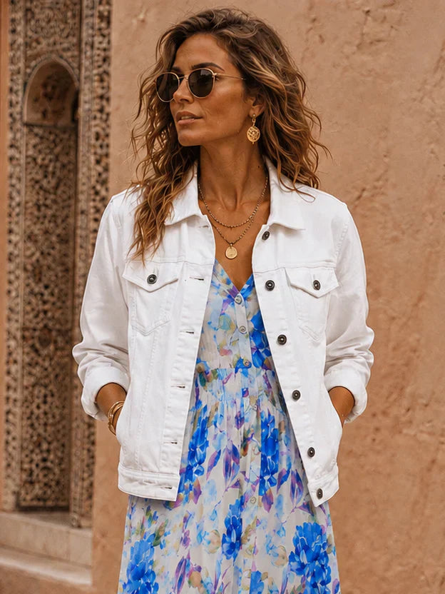 Genevieve | White Denim Jacket