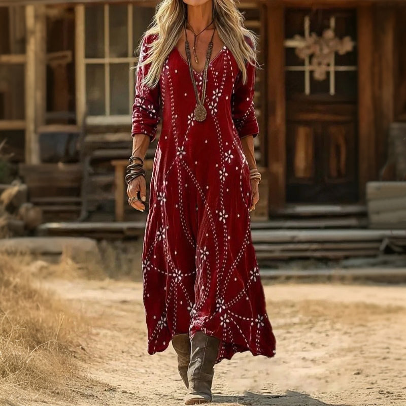 Annalise | Red Long Sleeve Casual Dress