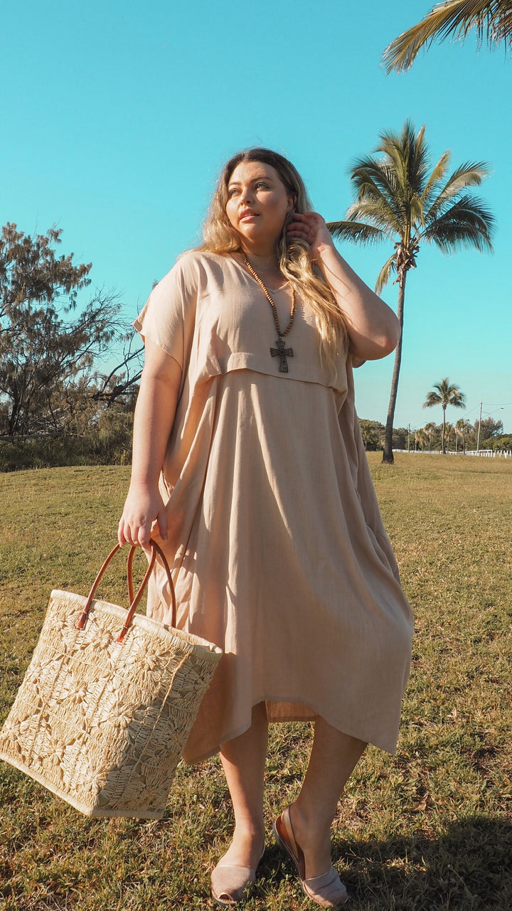 Sophia | Waterfall Linen Midi Dress