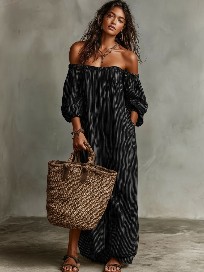 Anna | Vacation Cotton-linen Blend Off-shoulder
