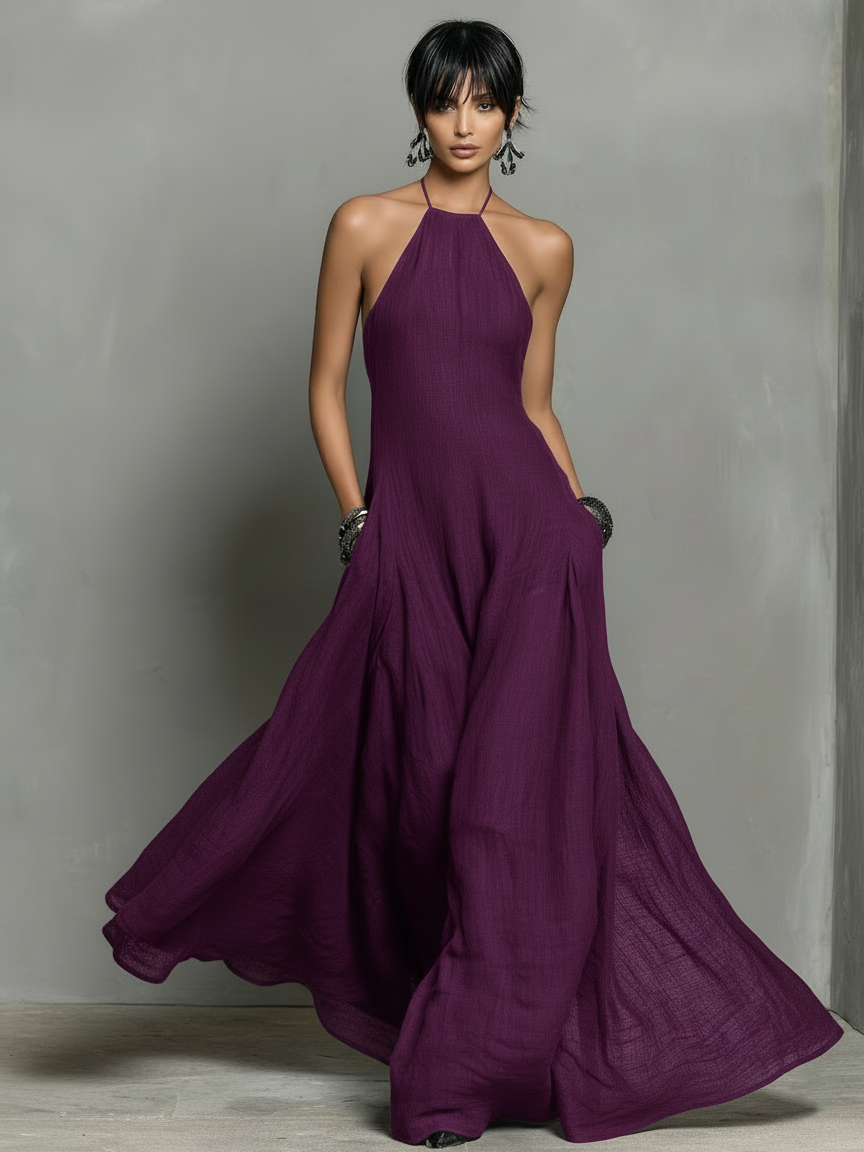 Antonia | Linen Blend Halter Neck