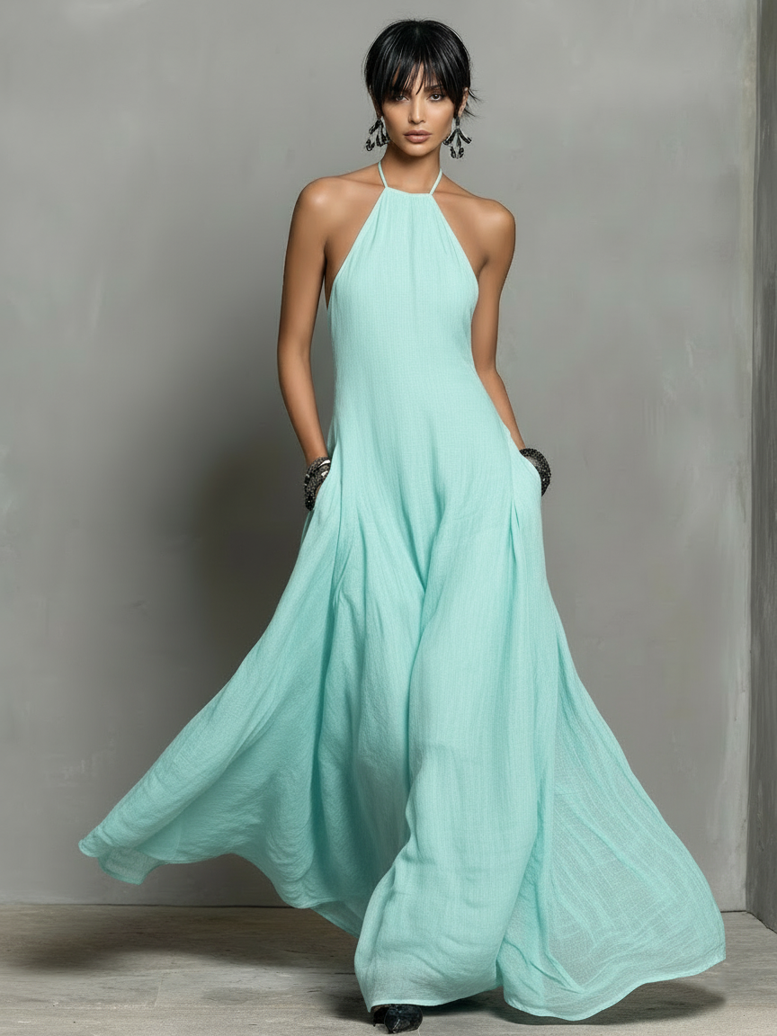 Antonia | Linen Blend Halter Neck
