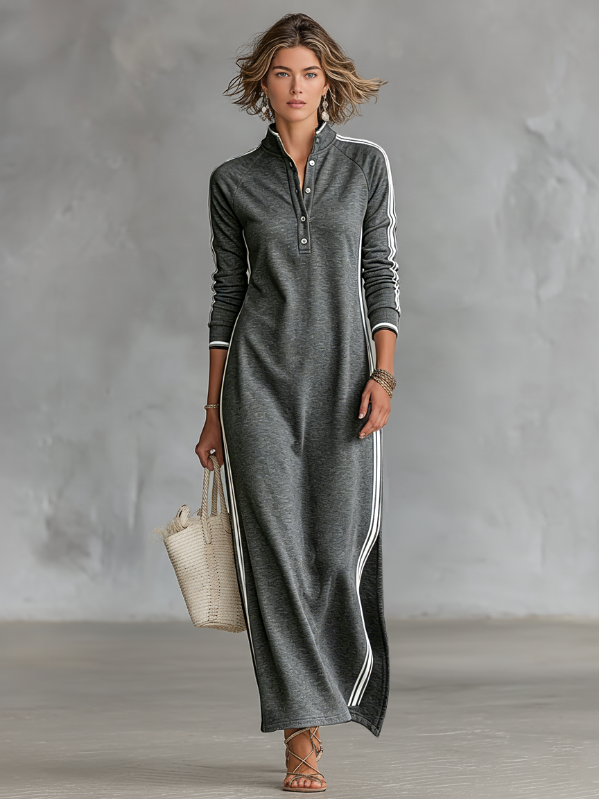 Adelaide | White-trimmed Button-down Collar Sweatshirt