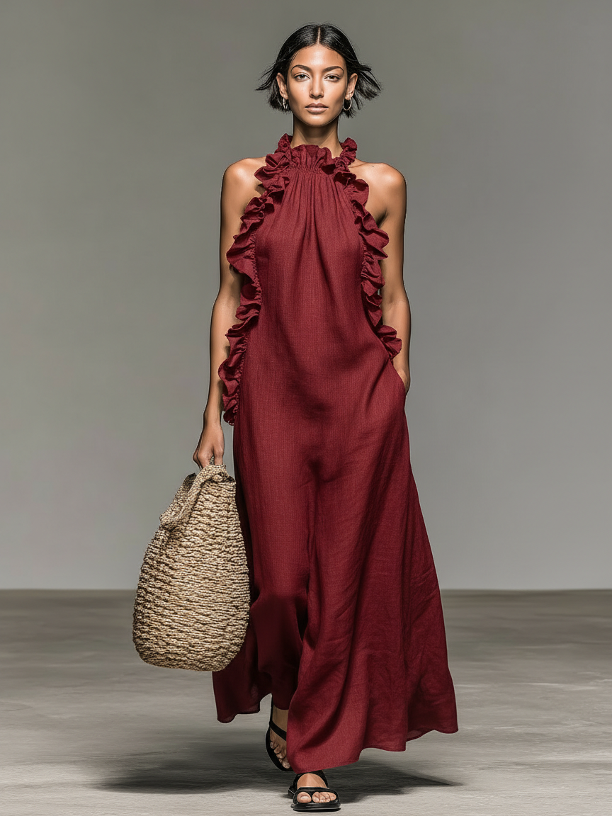 Ariel | Linen-blend Sleeveless Maxi Dress