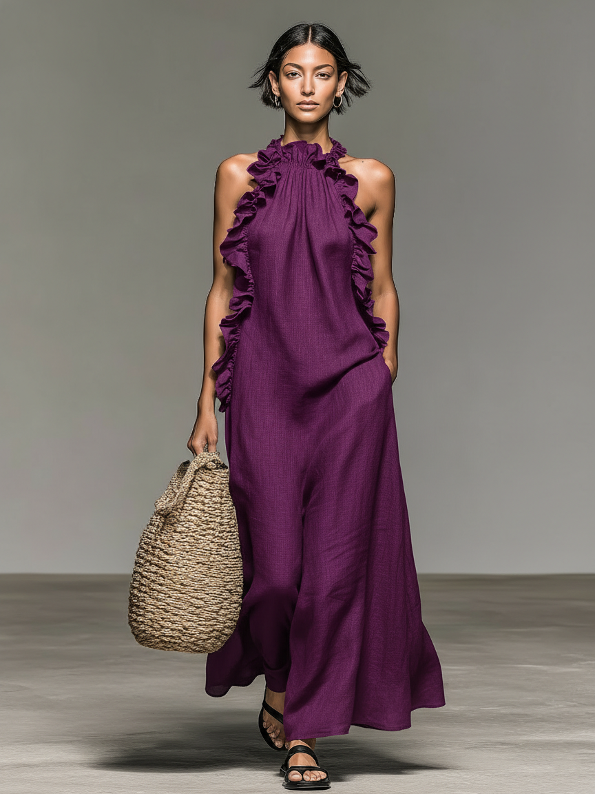 Ariel | Linen-blend Sleeveless Maxi Dress