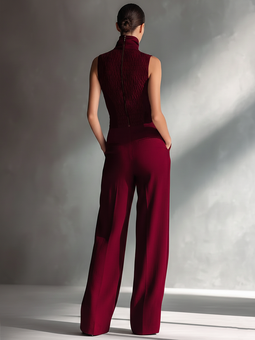Lena | Sleek Cotton-Linen Blend Burgundy