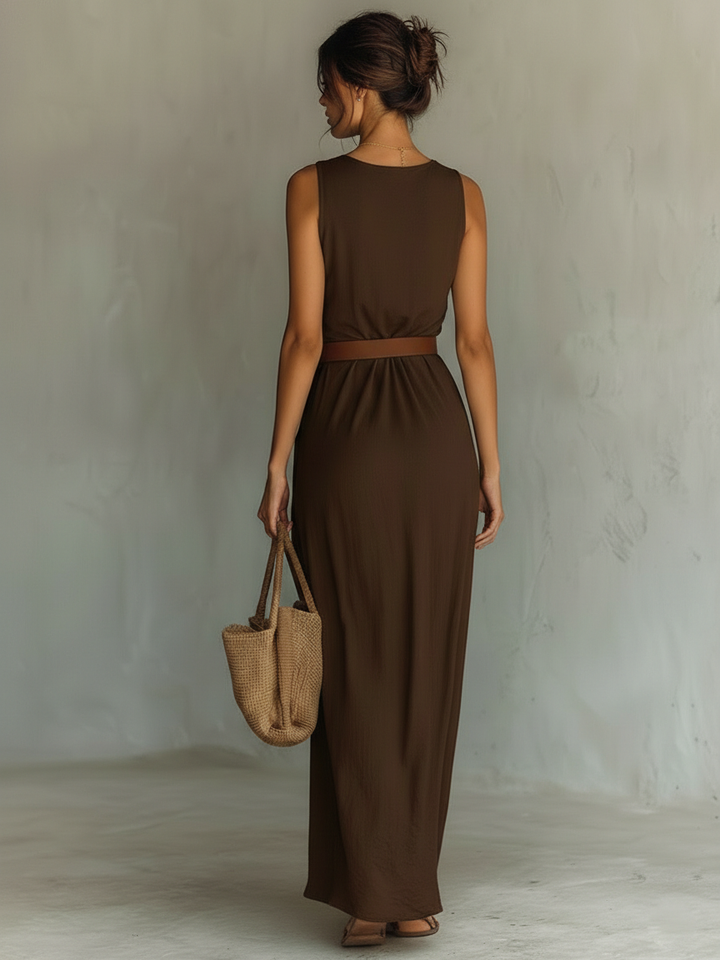 Gloria | Cowl Neck Sleeveless Belted