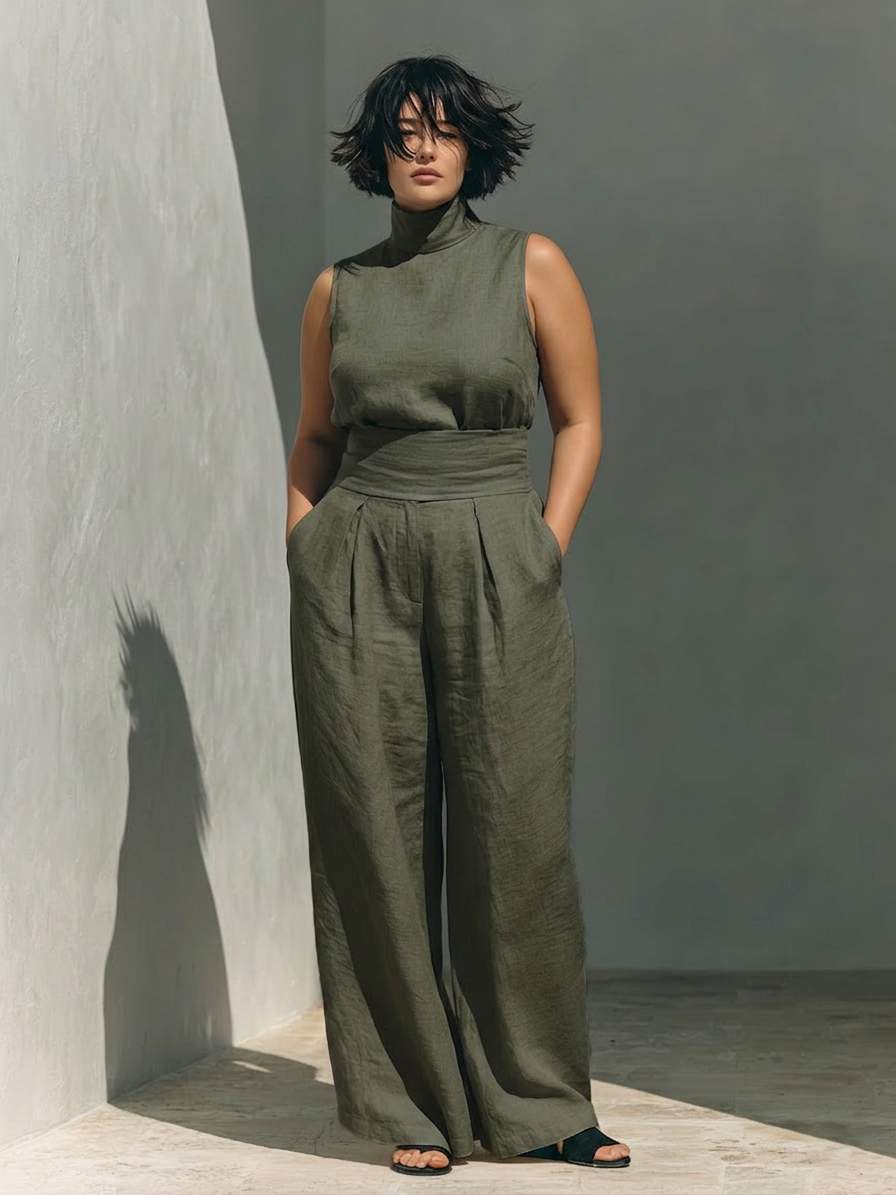 Marina | Sleeveless Blouse and Wide-Leg Pants Set