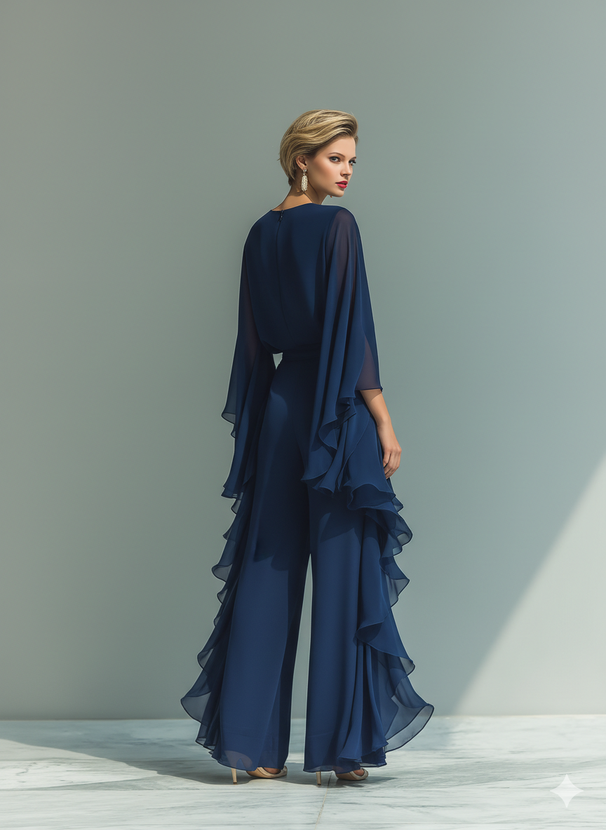 Dawn | Navy Blue Chiffon Top