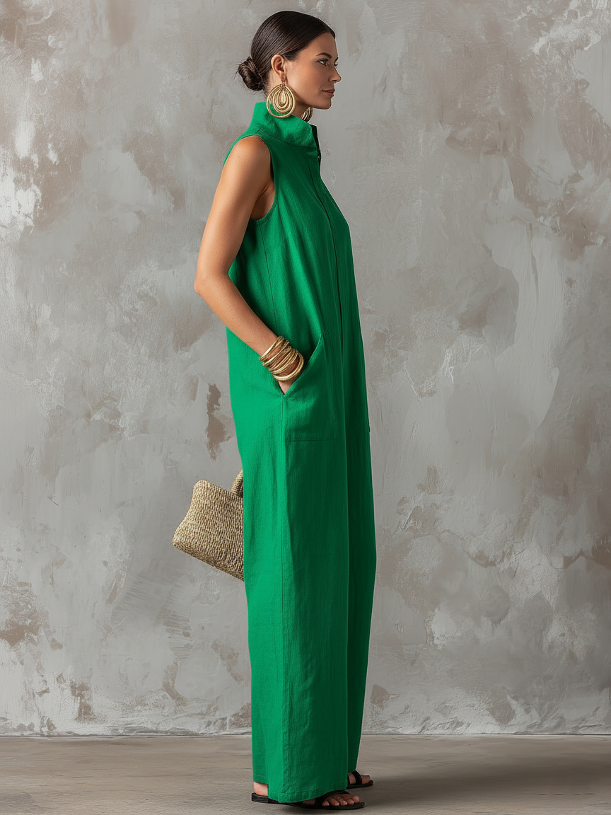 Annie | Loose-Fit Linen-Blend Jumpsuit —