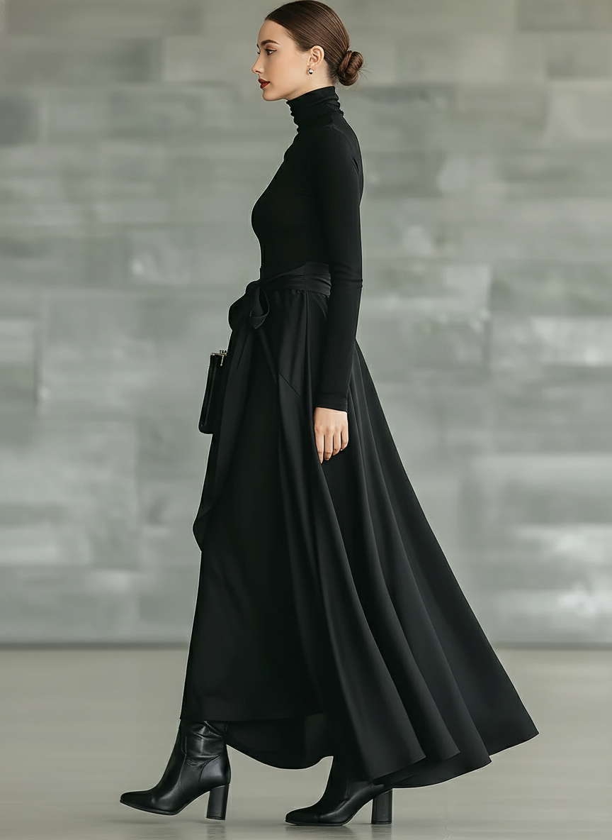 Emma | Black High-Neck High-Stretch Knitted
