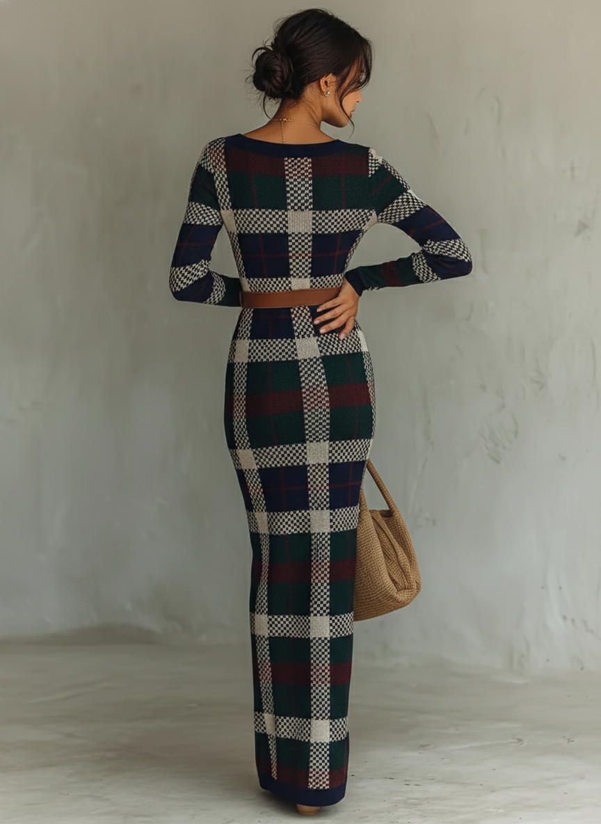 Giselle | Check Knit Belted Square
