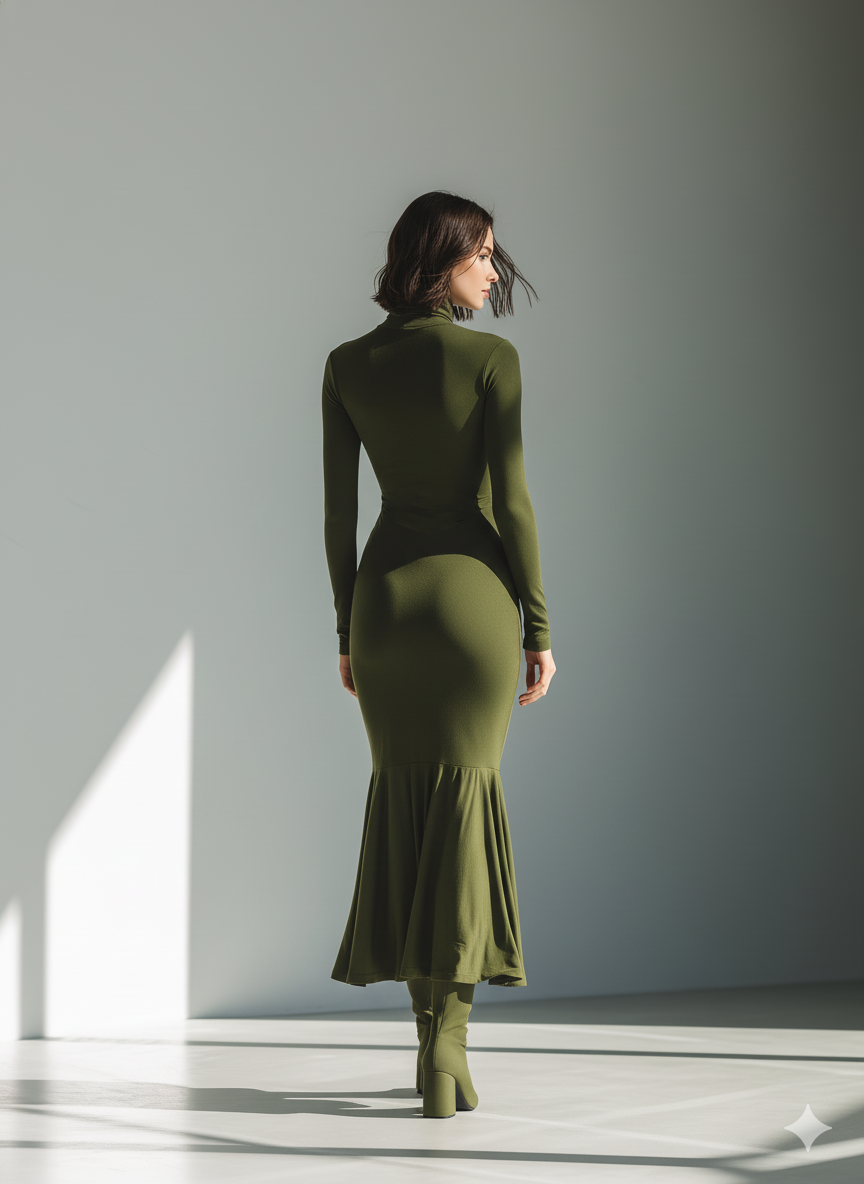 Nancy | Army Green Stretch Knit