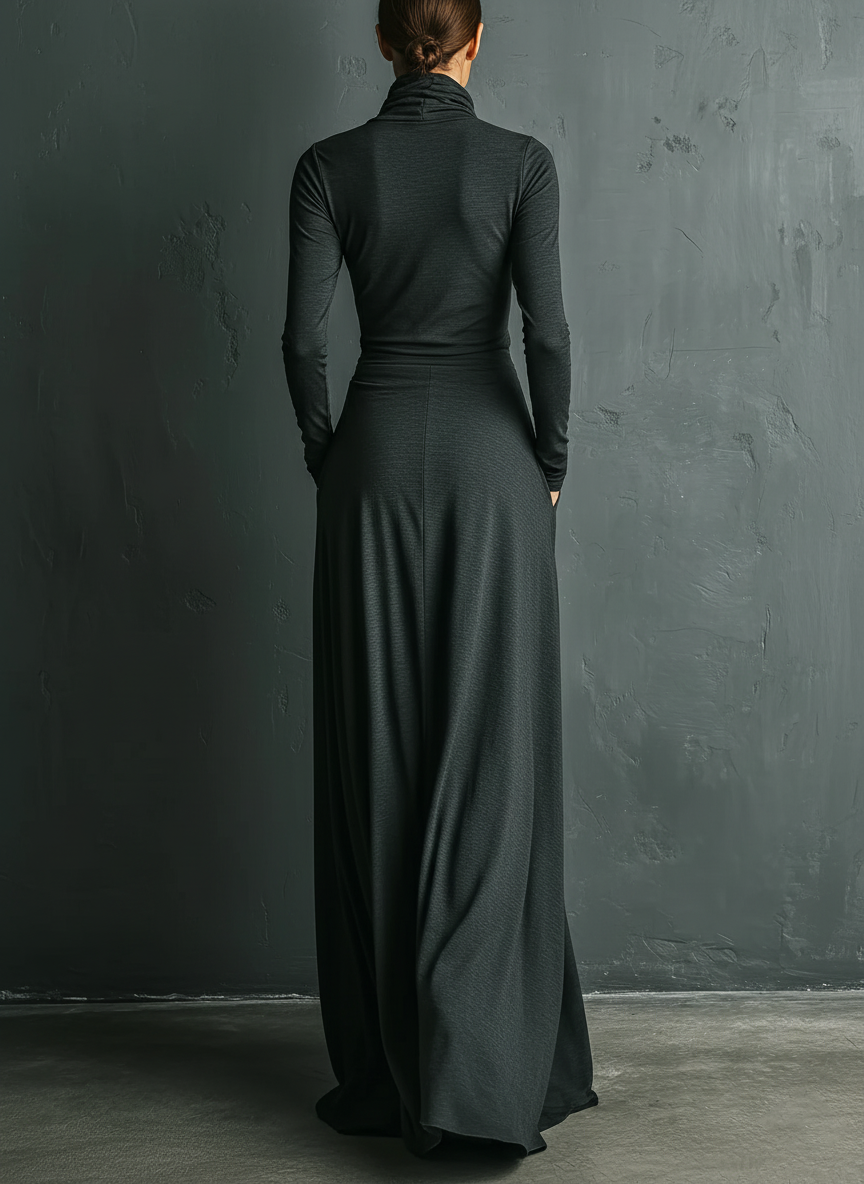Rosie | Charcoal Elegant Stretch Polyester-Cotton