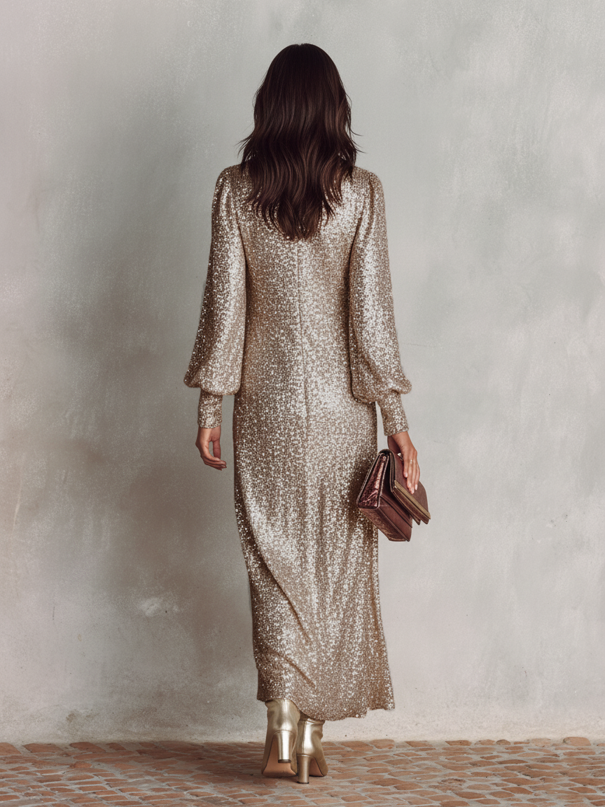 Evie | Loose Shimmering V-neck Maxi