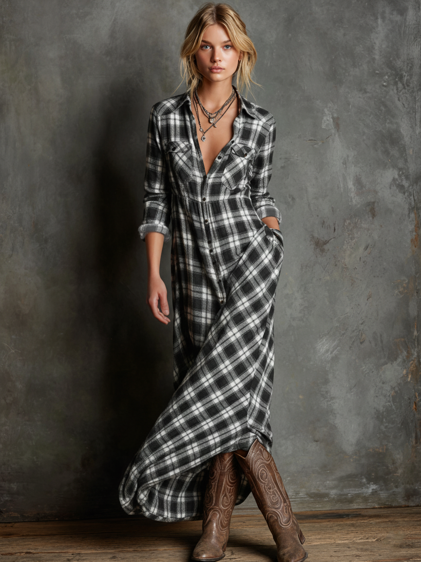 Holly | Plaid Lapel Single-Breasted Shirt