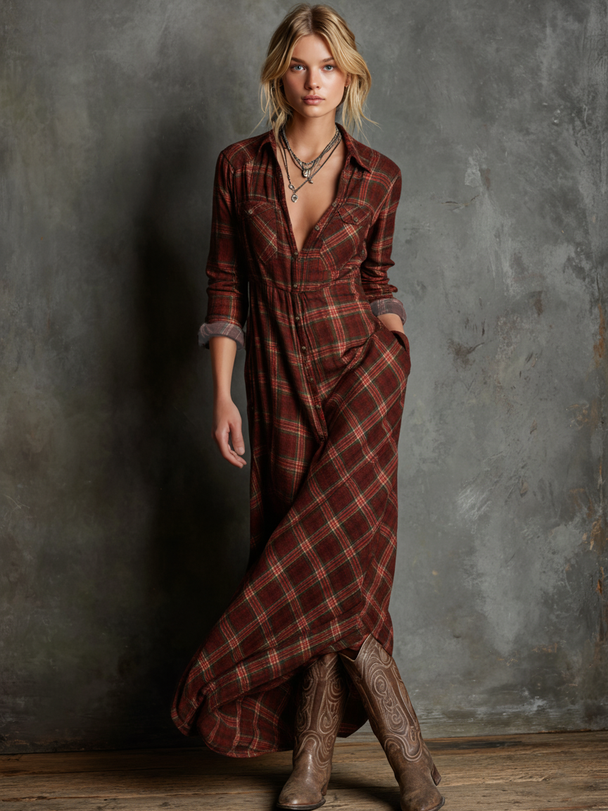 Holly | Plaid Lapel Single-Breasted Shirt