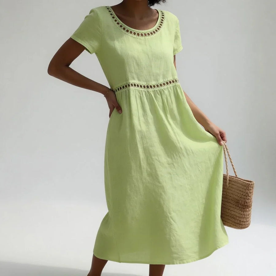Eleanor | Light Green Embroidered Airy Dress