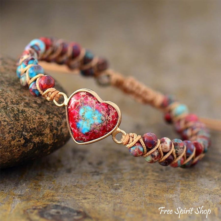 Chloe | Handmade Imperial Jasper Heart Beaded