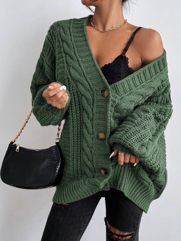 EVIE & BAY | OVERSIZED CABLE KNIT CARDIGAN FOR WOMEN