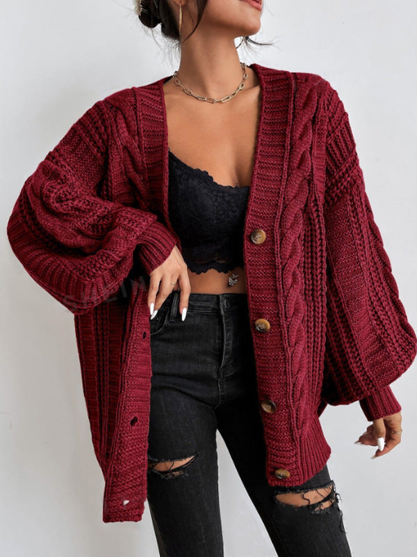 EVIE & BAY | OVERSIZED CABLE KNIT CARDIGAN FOR WOMEN