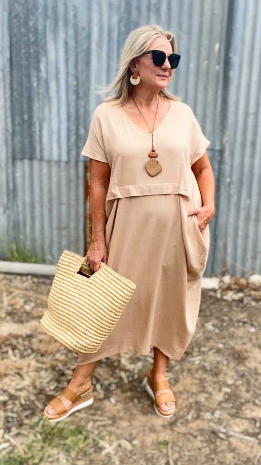 Sophia | Waterfall Linen Midi Dress
