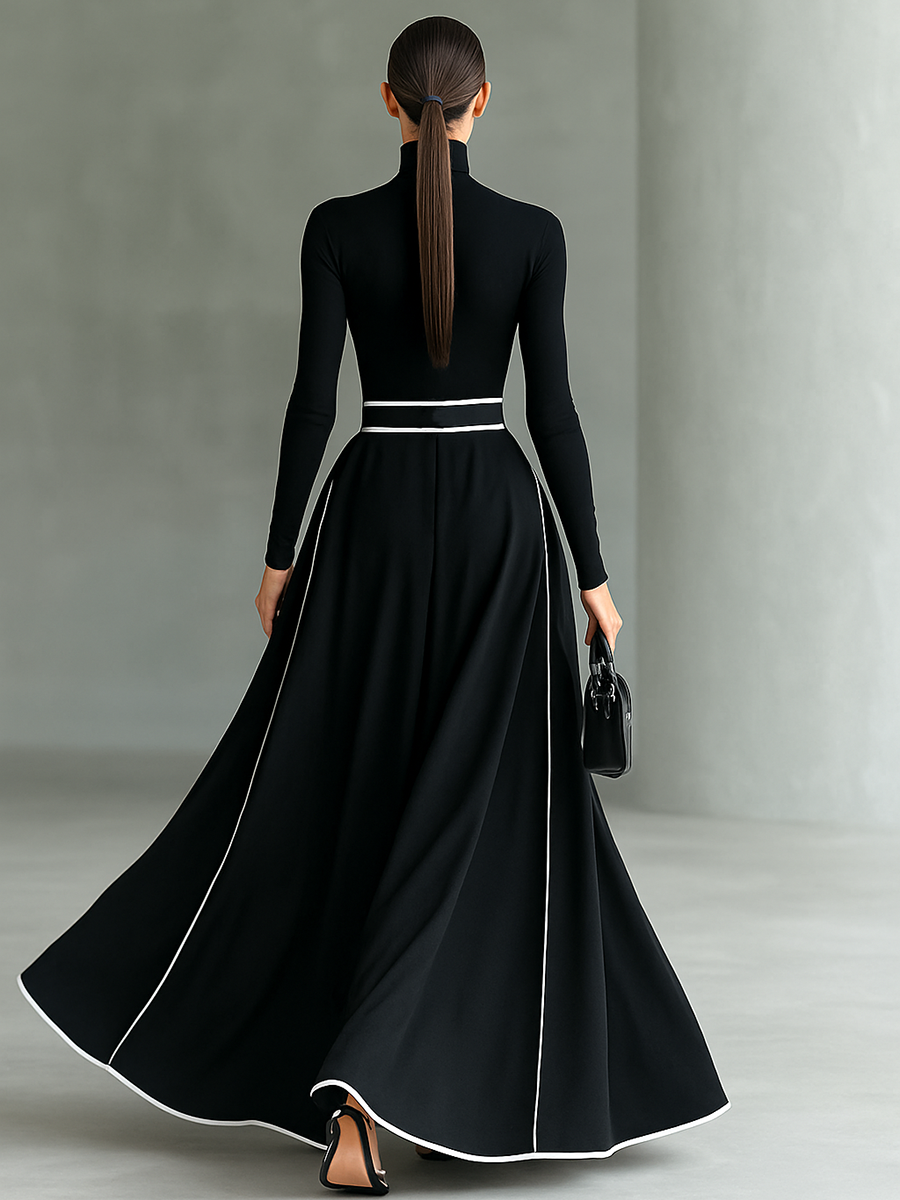Mara | Black Stitching White Trim