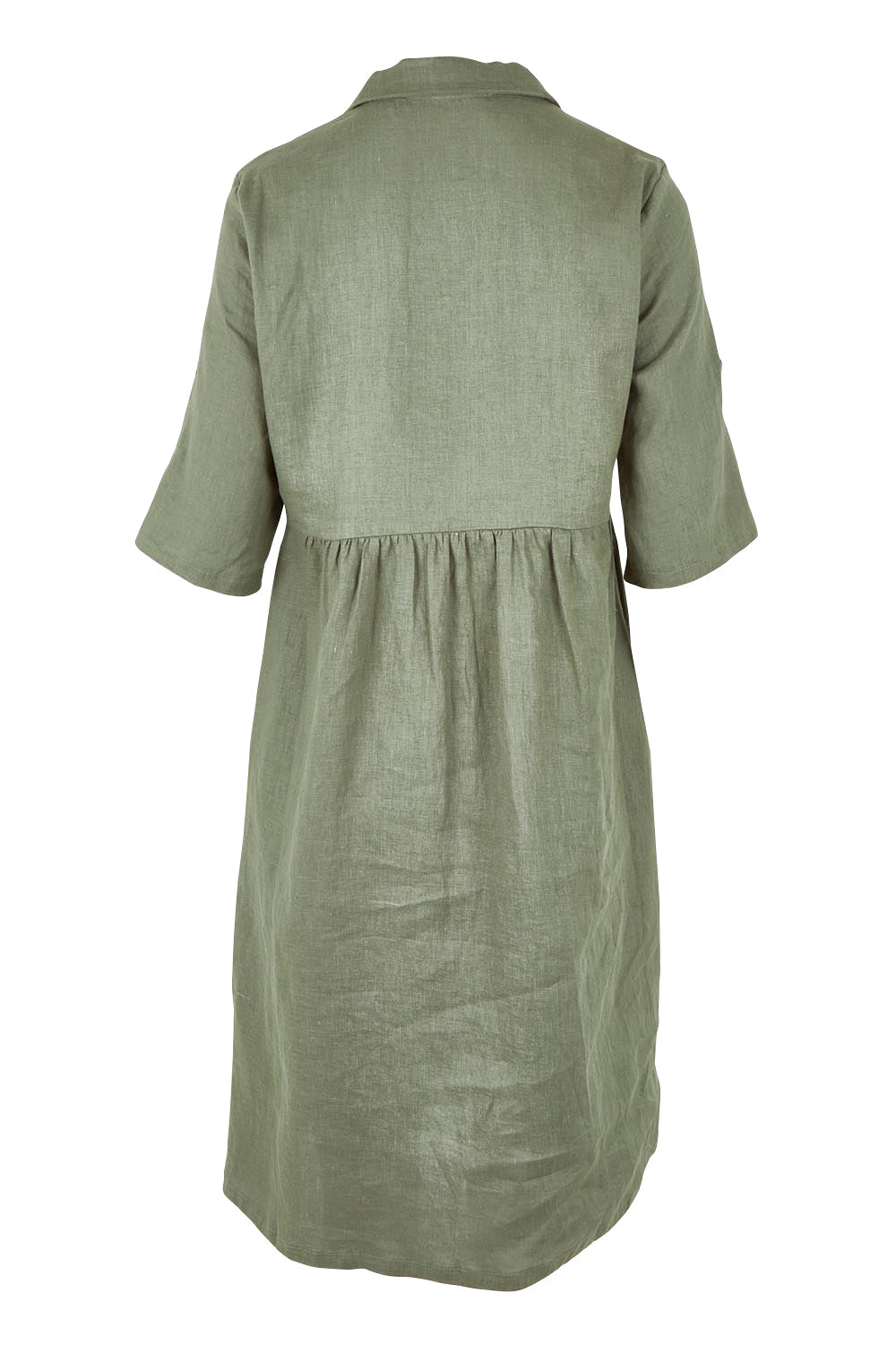 Linen Shirt Maker Dress - Olive