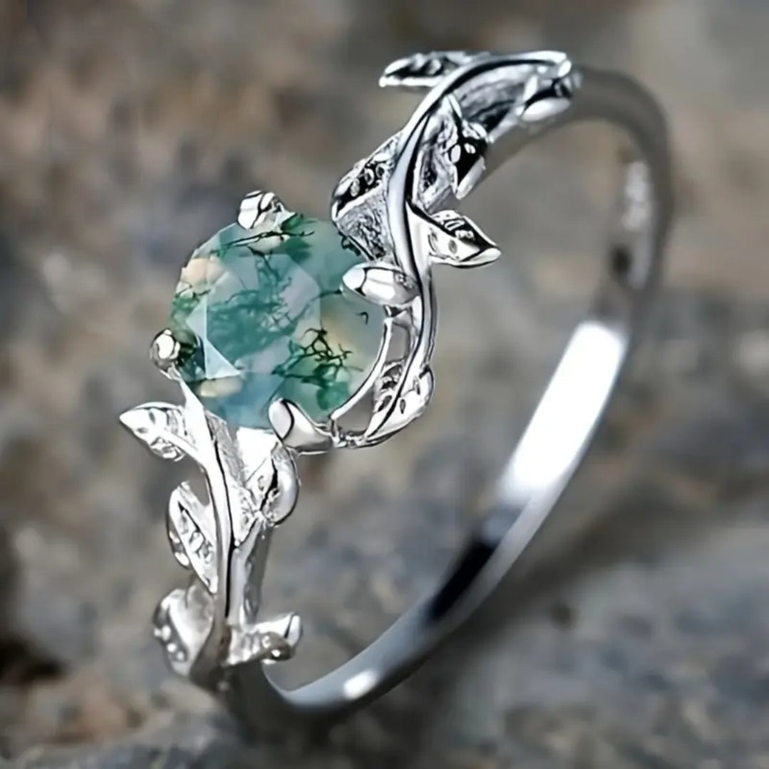 Pam | Vintage Green Silver Ring