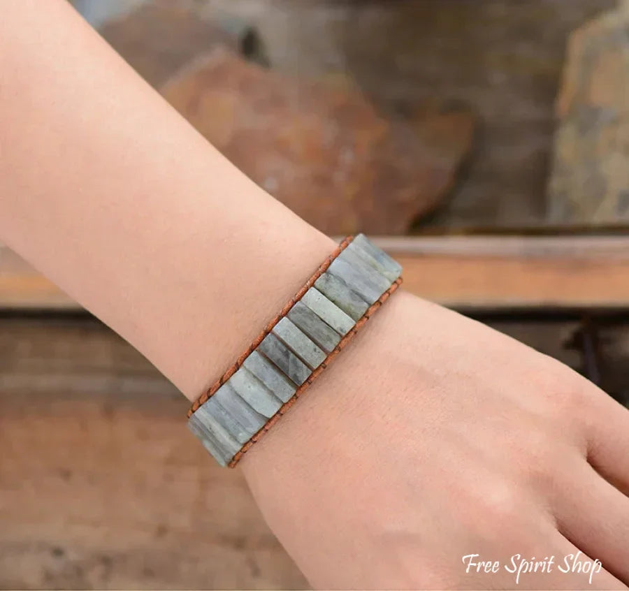 Skye | Labradorite Gemstone Leather Wrap
