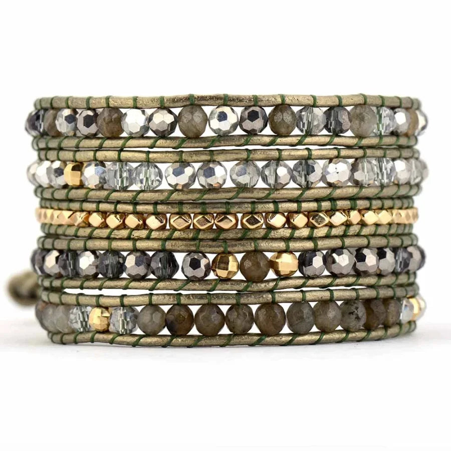 Ellie | Green Labradorite & Bronze Leather