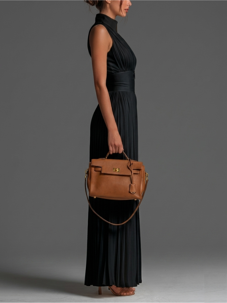 Clara | Black Pleated Chiffon Set