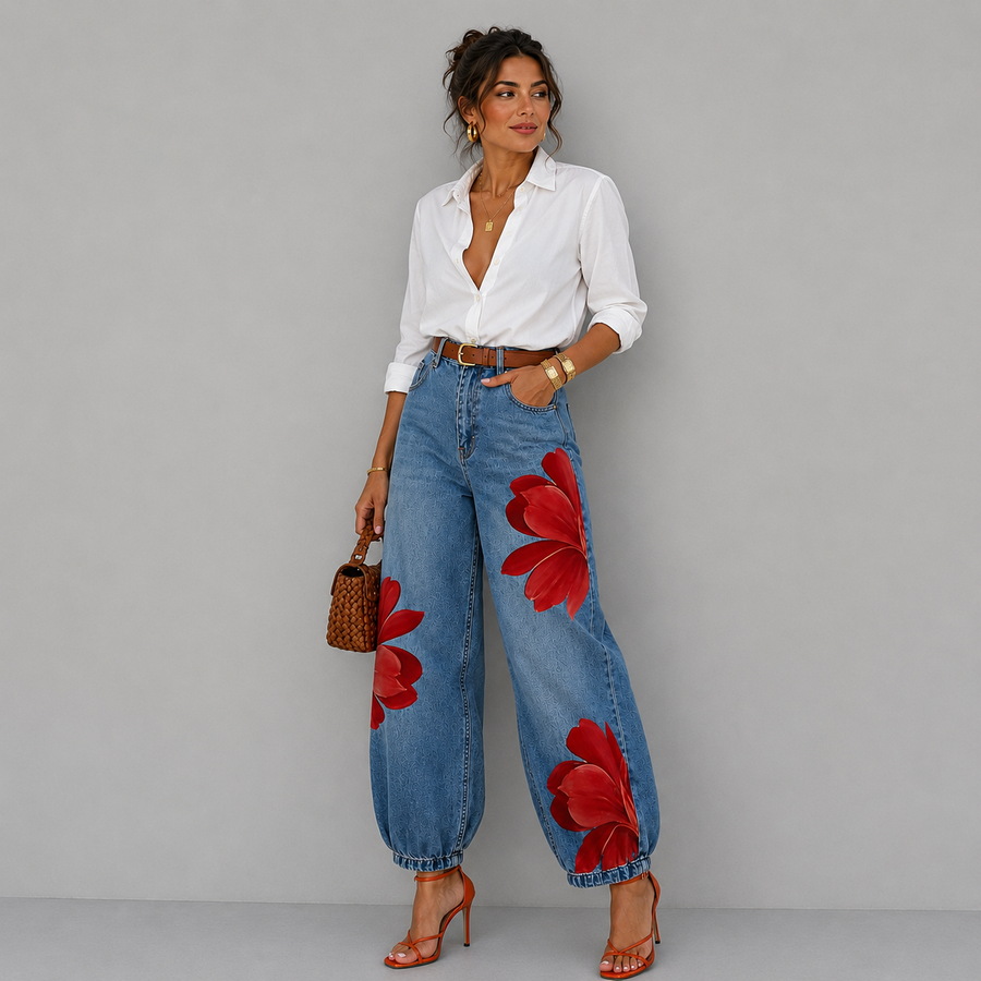 Daniela | Floral Denim Jeans