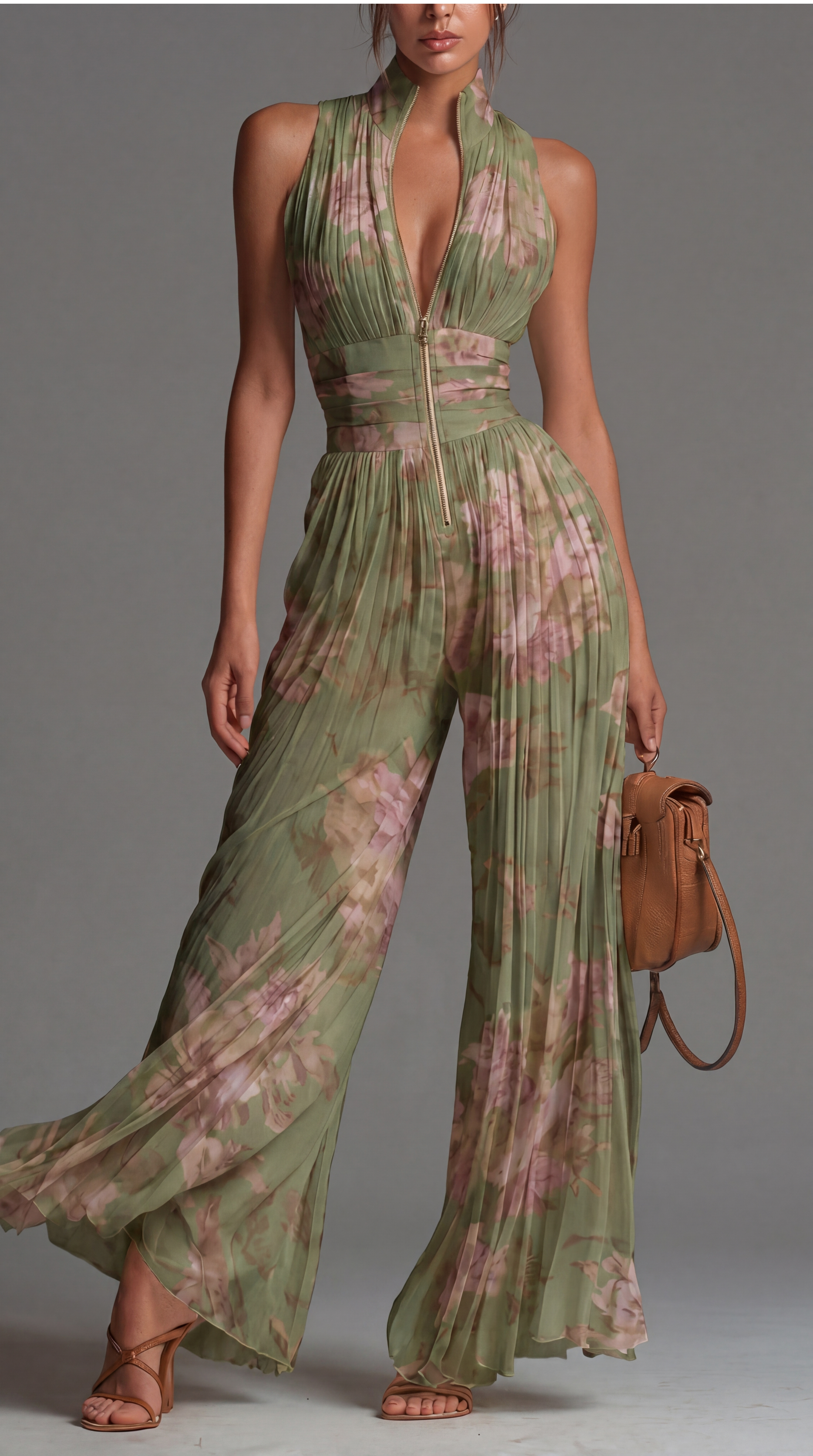 Eloise | Pleated Chiffon Floral Romper