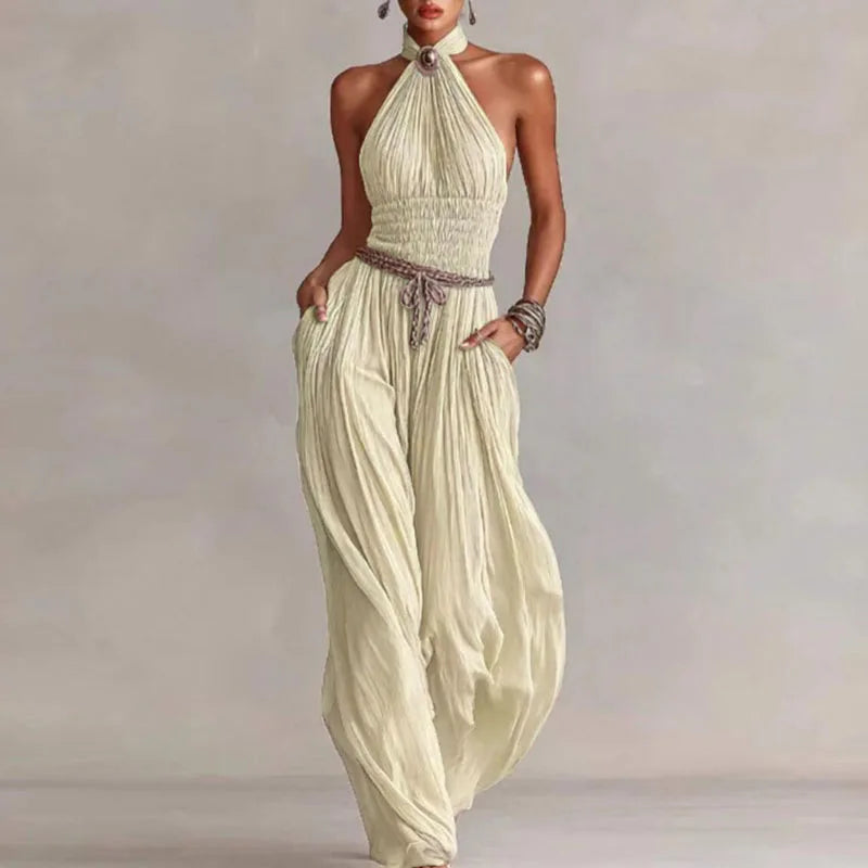 Isolde | Chiffon Pleated Halter Romper