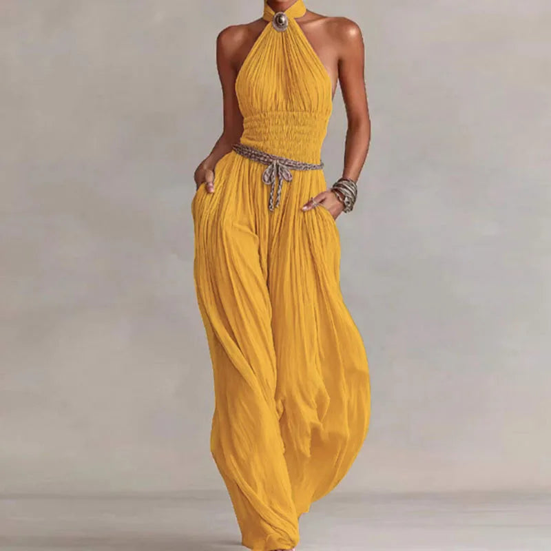 Jasmine | Chiffon Pleated Halter Romper