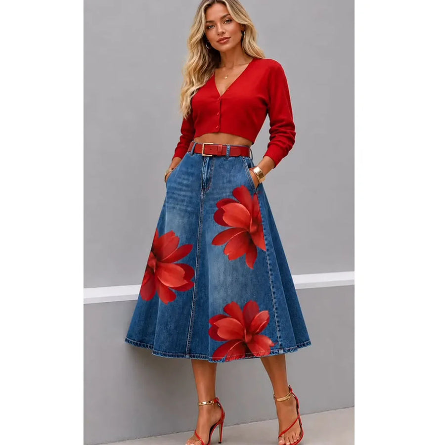 Rosalind | Floral Print A-Line Skirt