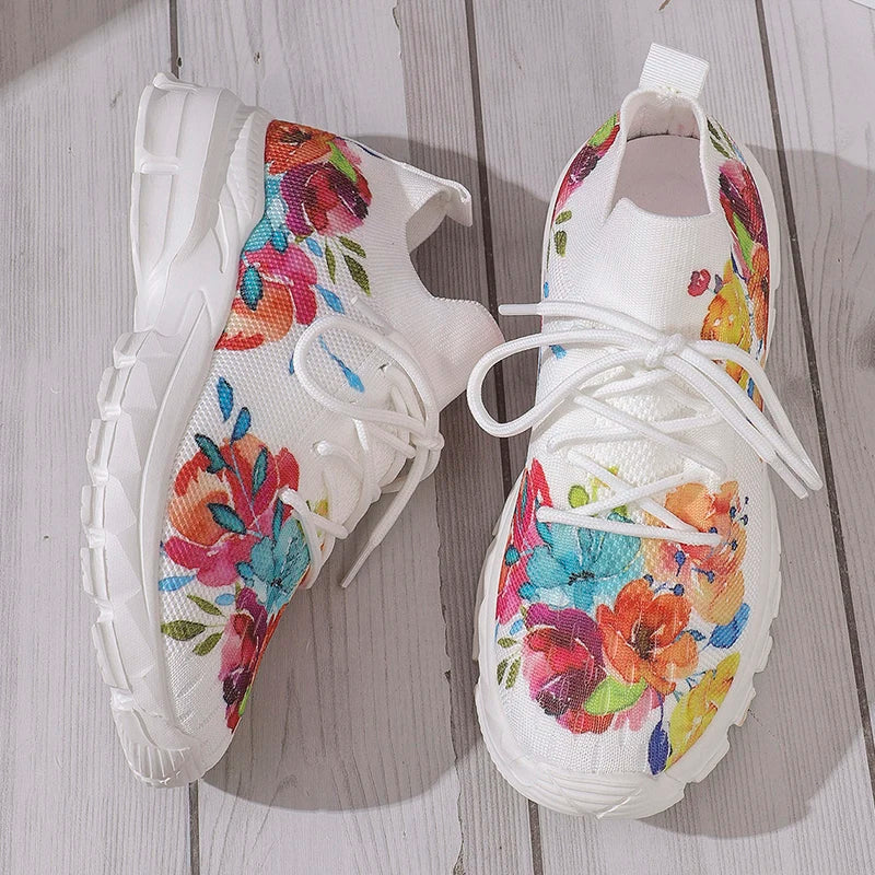 Katherine | Floral Knitted Sneakers