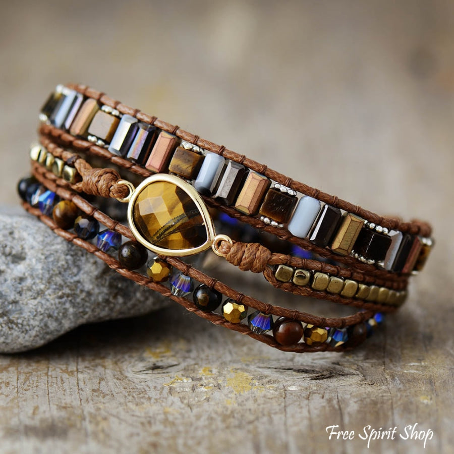 Beth | Tiger Eye & Crystal Beaded