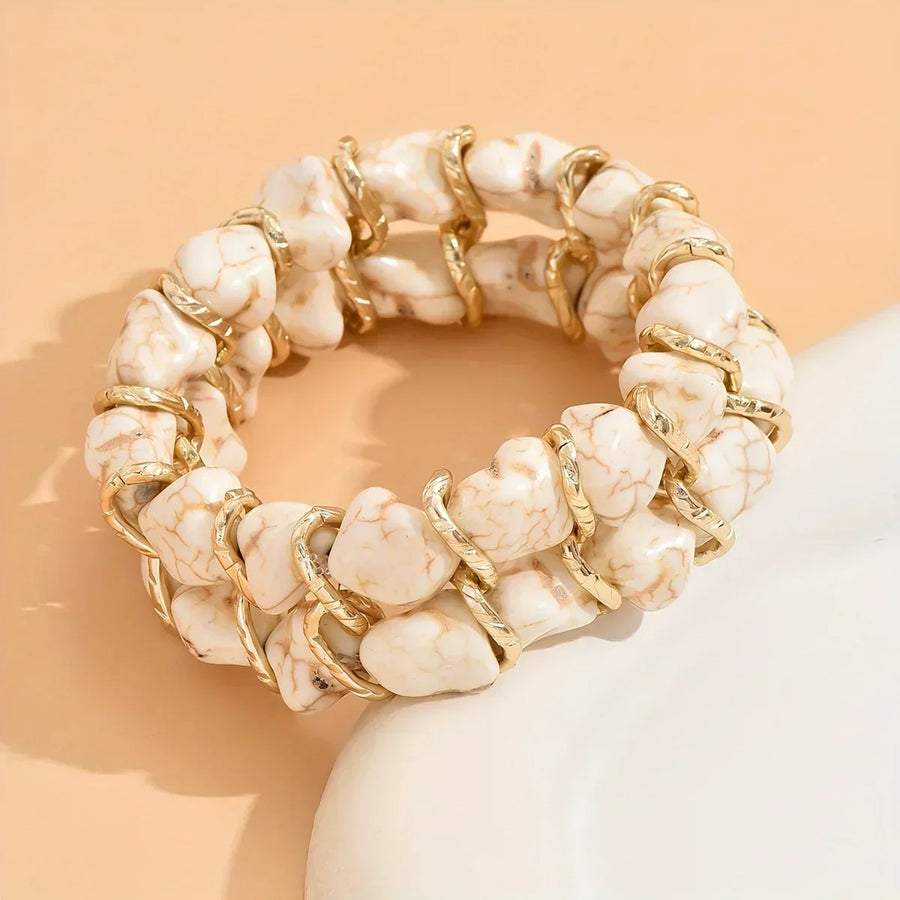 Turquoise Stone Woven Gold Bracelet
