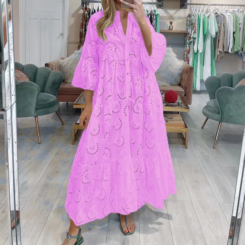 Grace | Embroidered V-Neck Maxi Dress