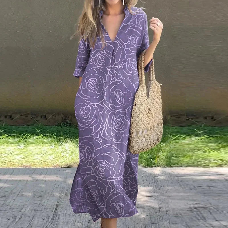 Violet | Rose Print Maxi Dress