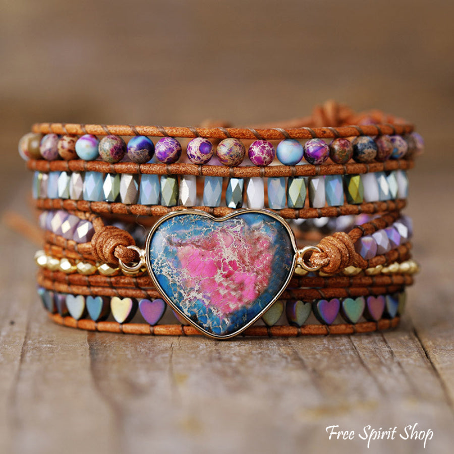 Evelyn | Handmade Purple Jasper Heart Wrap