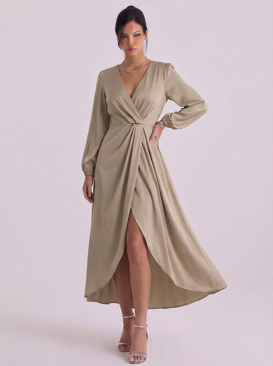 Lily | Chiffon Tropical Print Wrap Midi Dress