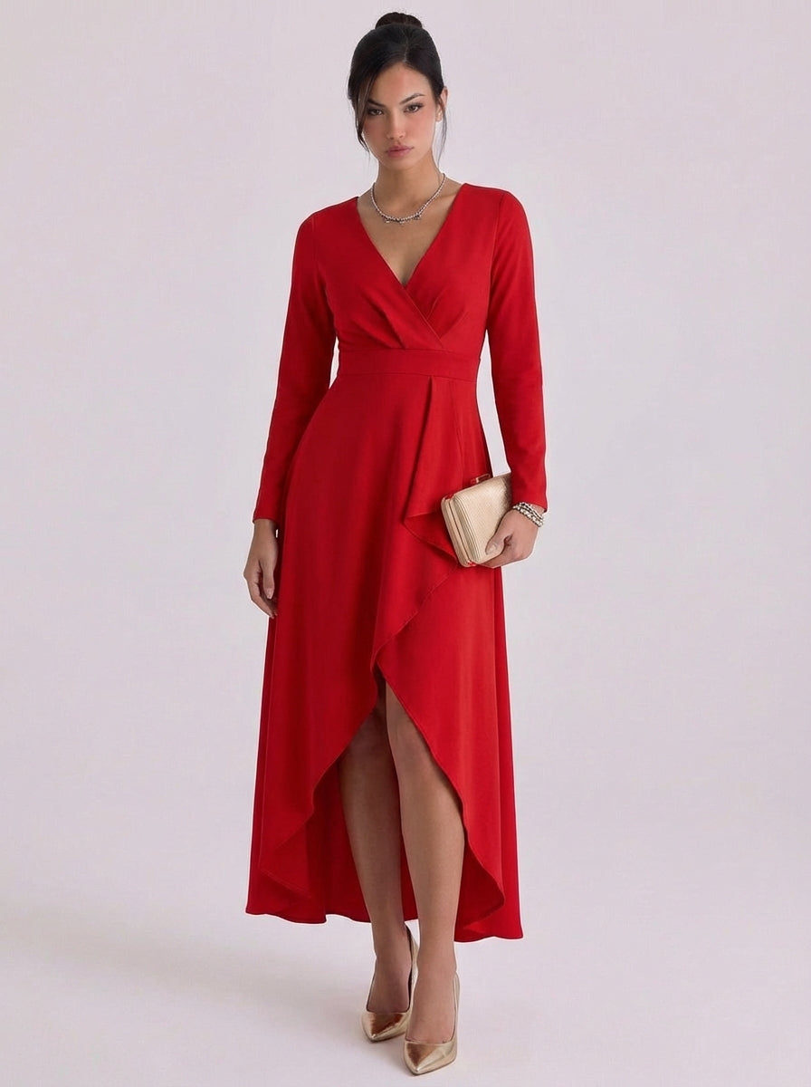 Ruby | Satin Wrap Maxi Dress With High-Slit