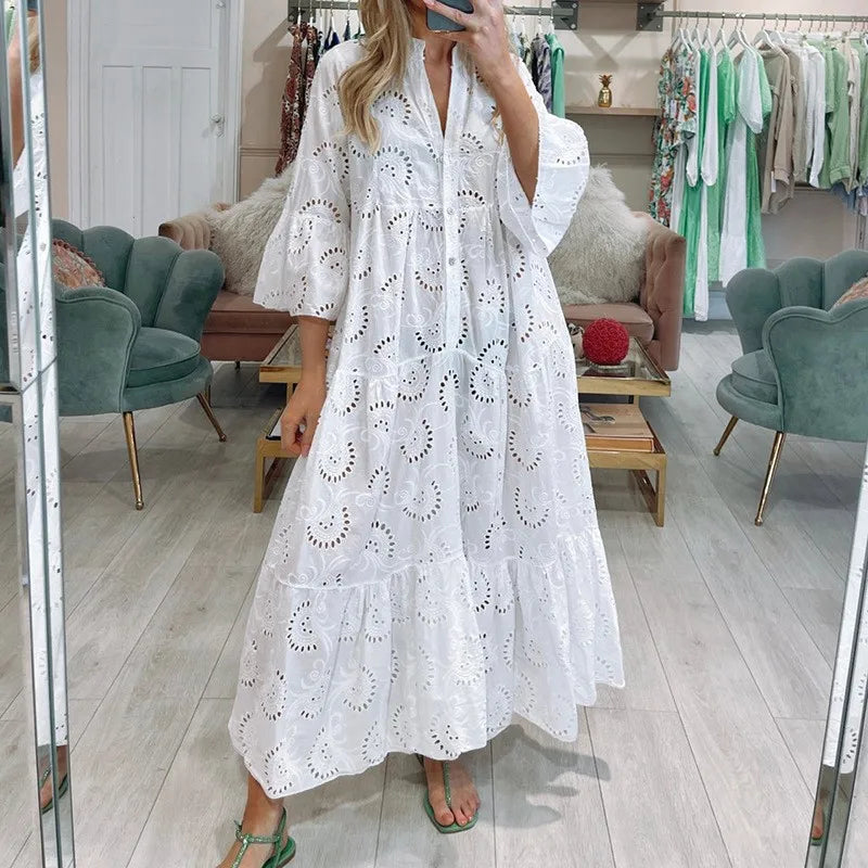 Grace | Embroidered V-Neck Maxi Dress